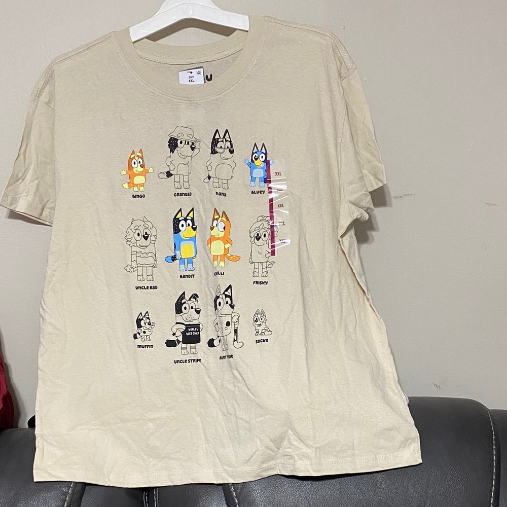 Character Bluey Print Beige T-Shirt